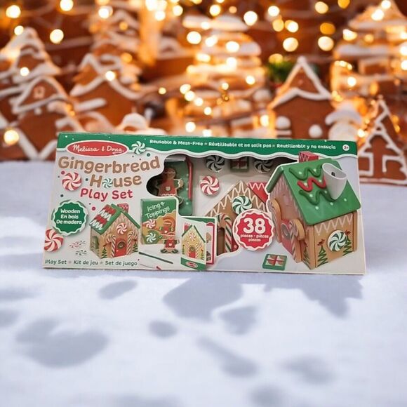 Melissa & Doug Gingerbread House Playset 38 Pieces Christmas Wooden Brand NEW
